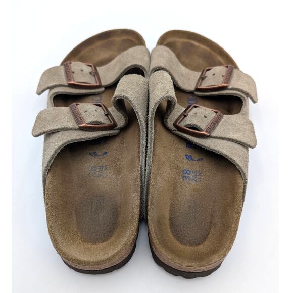 Birkenstock Arizona Soft Footbed Suede Leather Sandals Taupe Size USW7/M5 EU38 - Picture 12 of 15